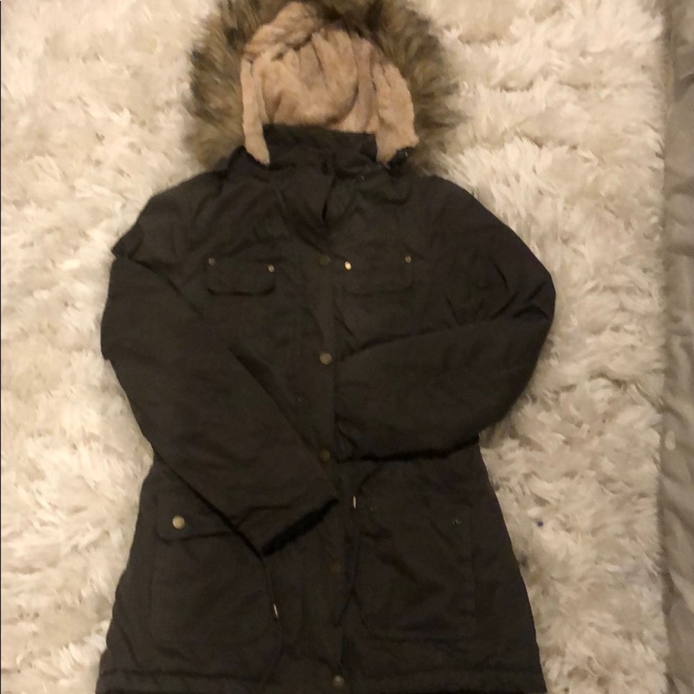 Girls Army Green Winter Coat